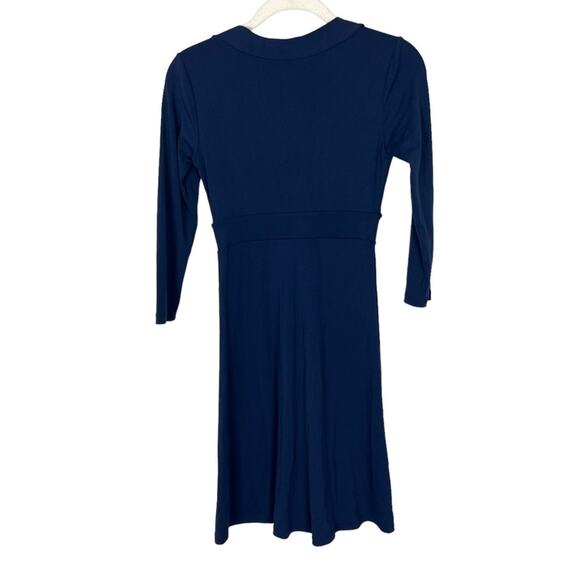 Susana Monaco Navy Fit & Flare Mini Dress XS Deep V Neck Sleeves Stretch Revolve - Picture 5 of 8